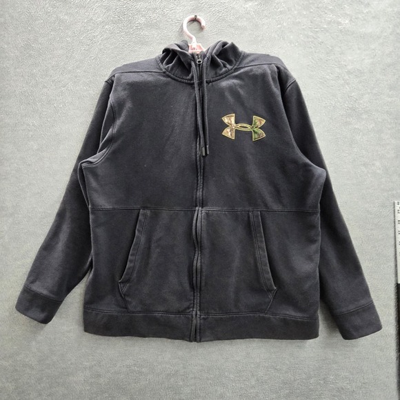 Under Armour Other - Under Armour Men Hoodie L Black Embroidered Fleece Coldgear Activewear Zipper